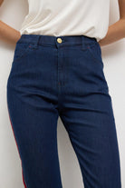 Bariloche dark indigo capri jeans front view