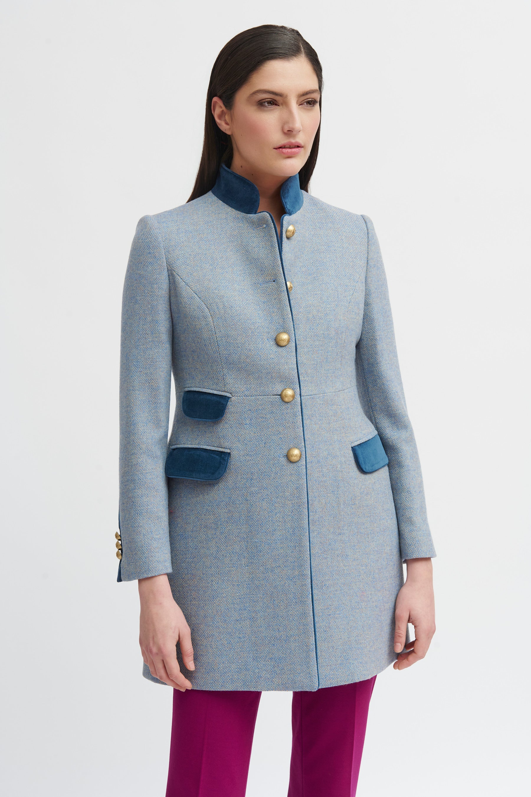 Bariloche Osage Long Blue Wool Coat 6 Blue