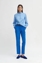 Bariloche Utrera Blue Cotton Poplin Paisley Print Shirt With Frill Details 