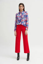 Bariloche Zafra Blue/Red Botanical Print Shirt