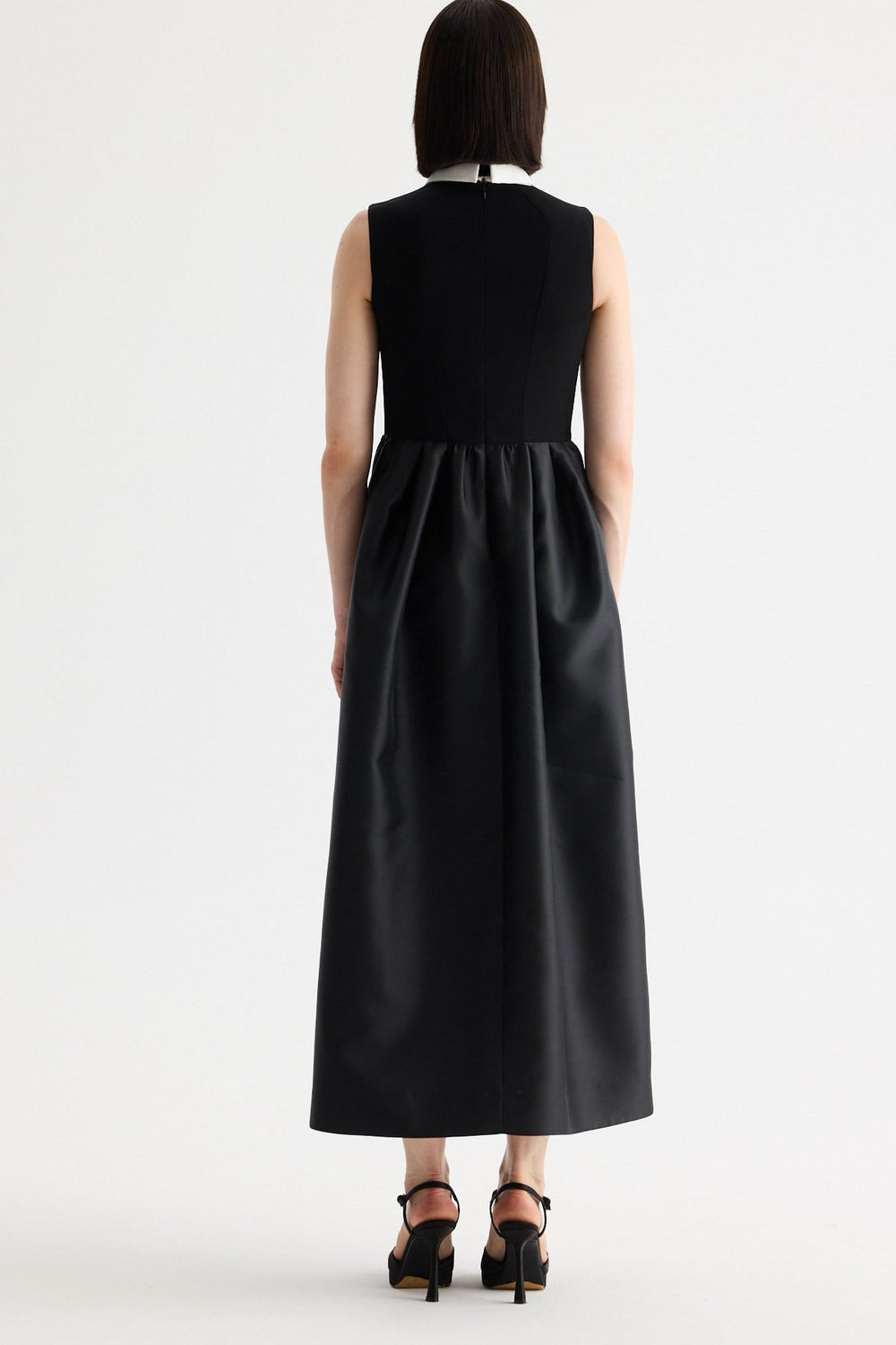 Back view of Birelin Couture black midi dress