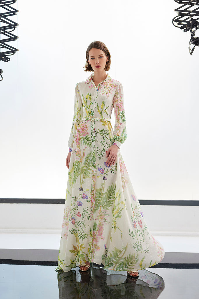 Carla Ruiz Cream Botanic Print Occasion  Dress