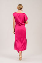 Caroline Kilkenny Ania cerise long formal dress back view
