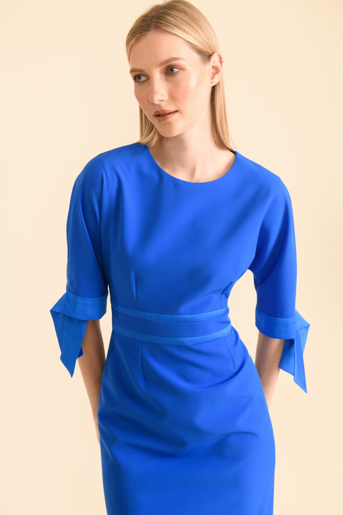 Caroline Kilkenny Aria Waterfall Cuff 3/4 Sleeve Midi Dress