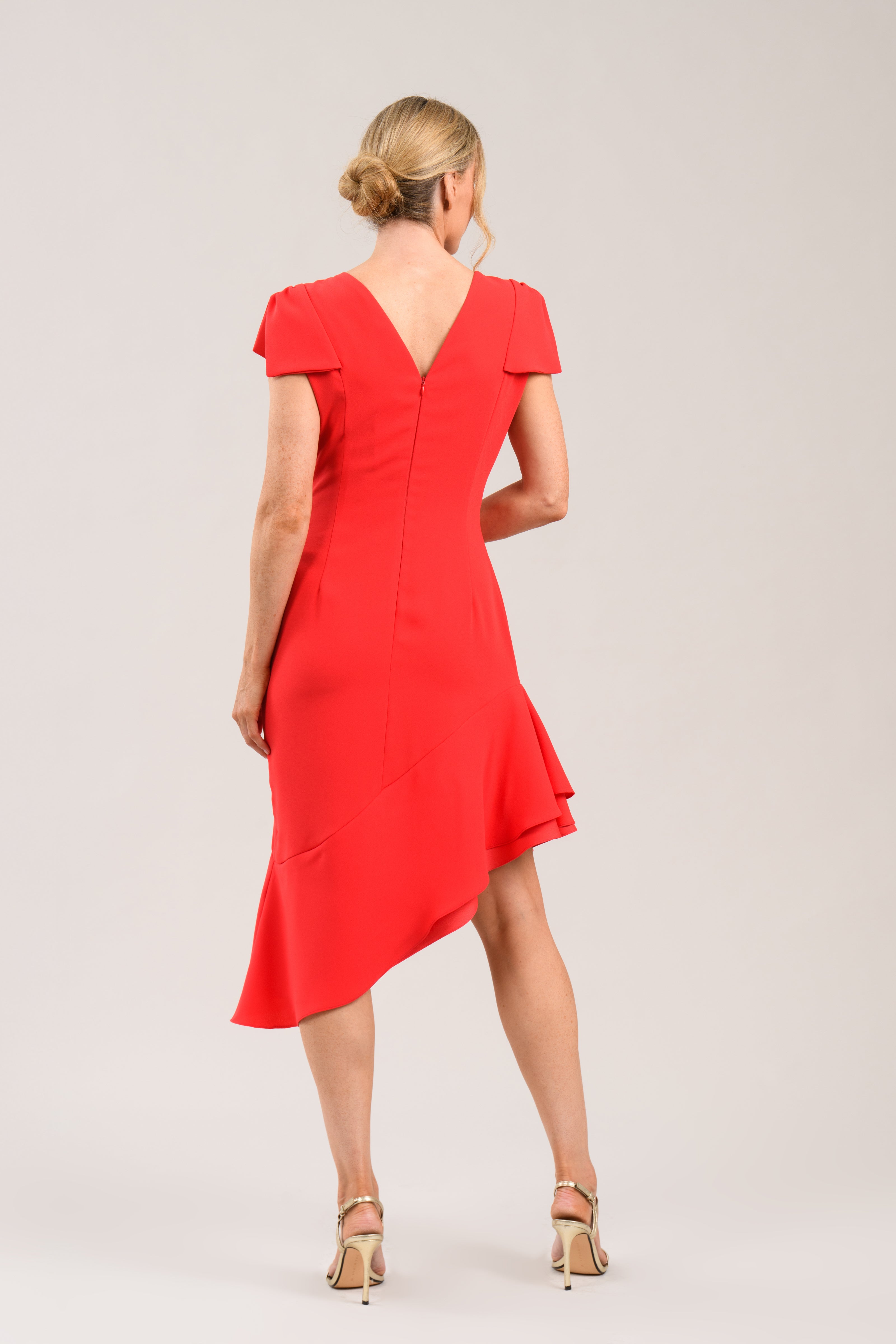 Caroline Kilkenny Aurelia red occasion dress back view Ireland