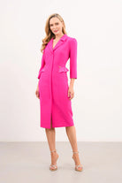 Caroline Kilkenny Bella pink tailored coat midi dress front view