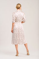 Caroline Kilkenny Dove polka dot occasion dress back view
