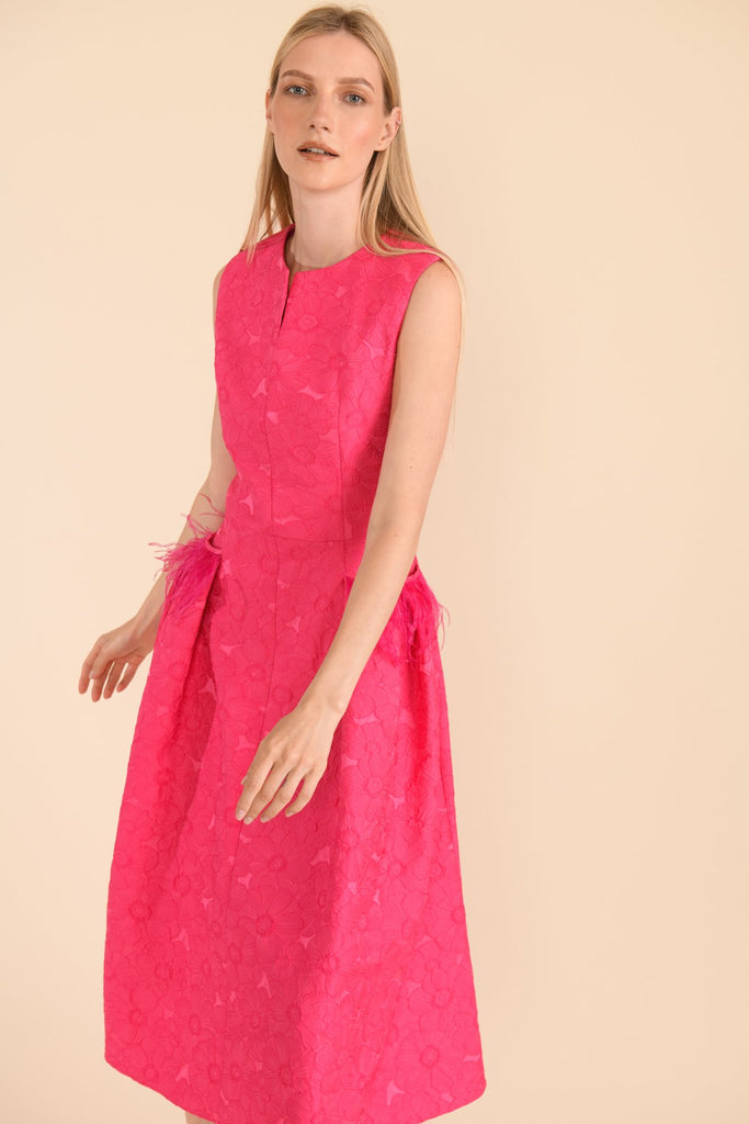 Caroline Kilkenny Hazel JPink acquard Volume Skirt Midi Length Occasion Dress