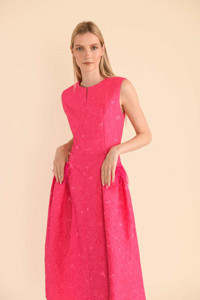 Caroline Kilkenny Hazel Jacquard Volume Skirt Midi Dress