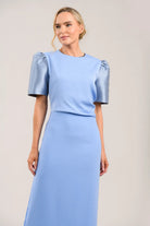 Caroline Kilkenny Mermaid blue occasion midi dress front product image