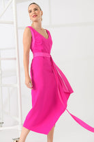 Caroline Kilkenny Misty Fuchsia Pink Belted V Neck Occasion Dress