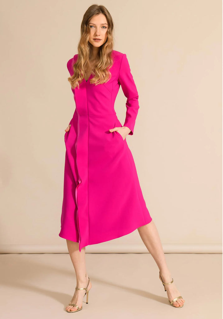 Caroline Kilkenny River Pink Ruffle Midi Dress