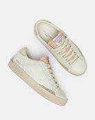 Crime London Platinum Dune trainers top view with laces