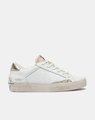 Crime London white leather distressed trainers side view