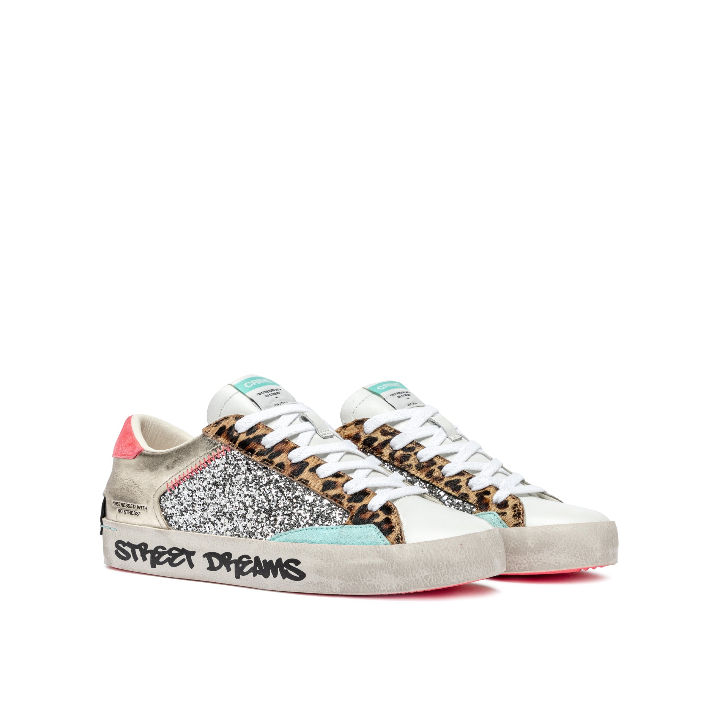 Crime London Platinum Wildlife Distressed Platform Sole Trainers