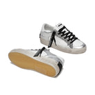 Crime London Sk8 Deluxe Silver Glam Lace Up Rubber Sole Trainers 