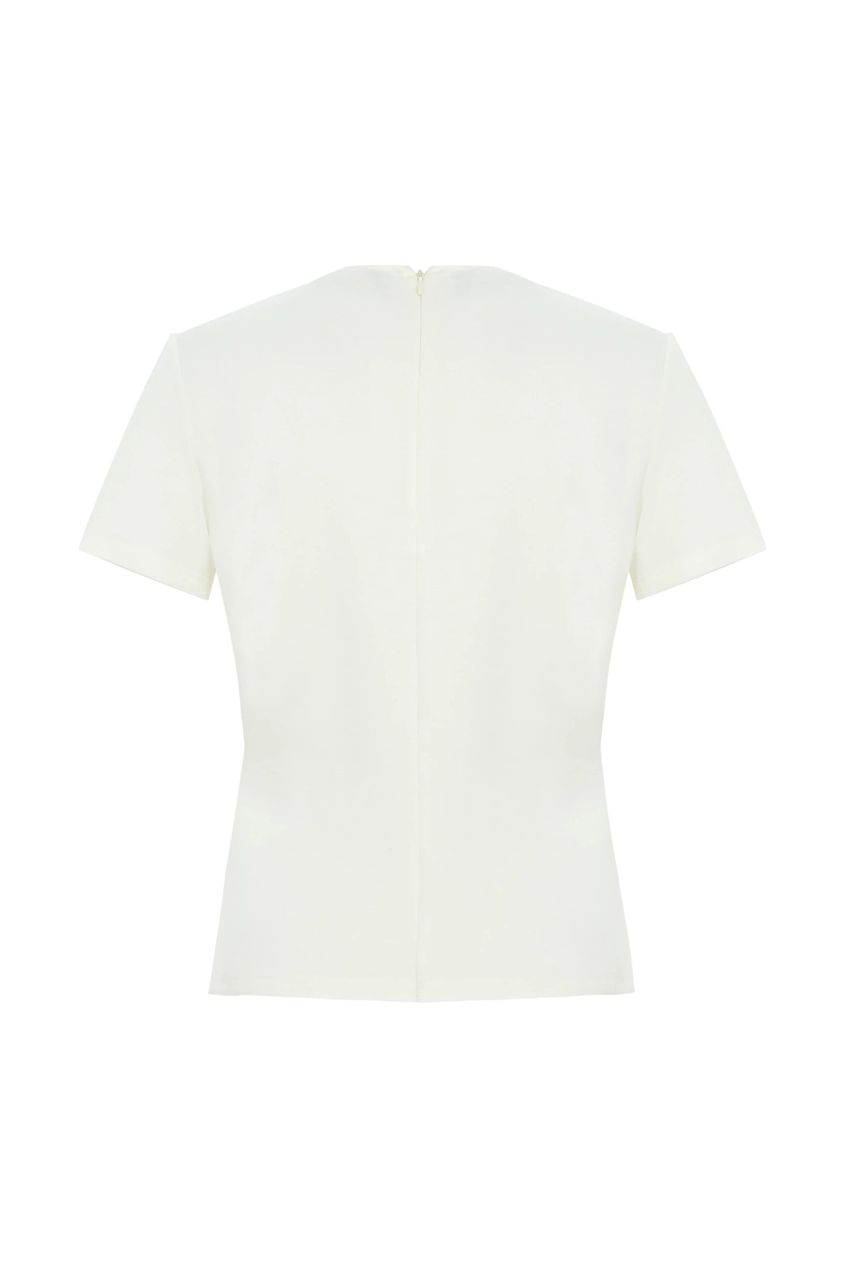 Exquise Abril white T-Shirt With Beaded Embellished Neckline from the back 