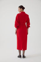 Exquise Adler Red Belted Shirt Dress From The Back