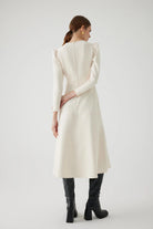 xquise Angela Cream A-line High Neck Midi Dress From The Back