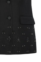 Exquise Aretha Black Long Sleeveless Jacket With Eyelet details 