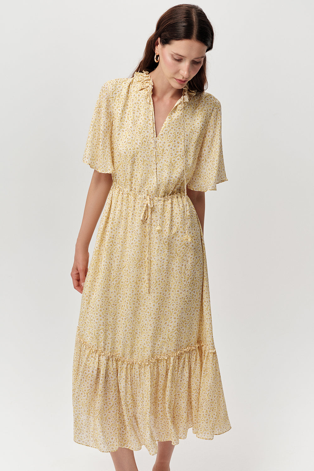 Exquise Douglas yellow daisy print dress