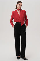 Exquise Ida Black Trousers – three-quarter view showing straight leg and waistband