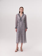 Exquise Katy ruffle neck midi dress