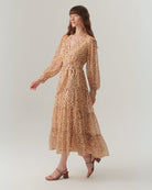 Exquise Londyn Chiffon Animal Print Dress With Layered Look