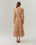 Exquise Londyn Chiffon Animal Print Belted Midi Dress From The Back 