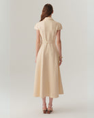 Exquise Savannah Cream Short Sleeve Shirt Dress From The Back 