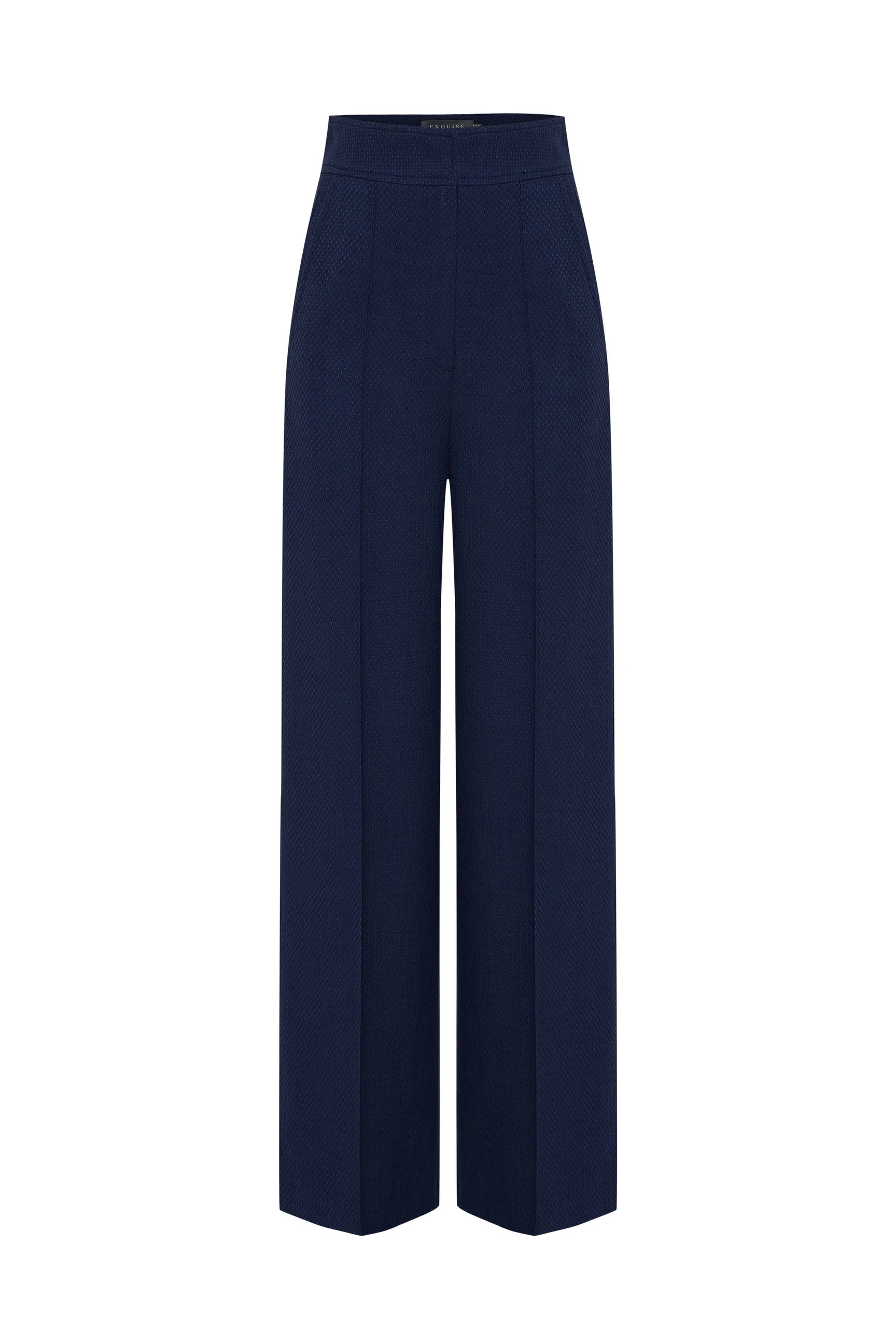 Navy tailored trousers with soft viscose blend for all-day comfort and style
