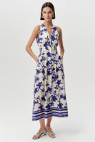 Exquise Zeta blue white floral midi dress