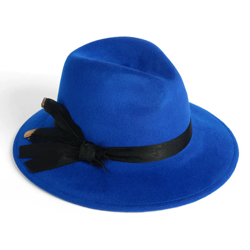 Failsworth Brushed Wool Fedora Hat In Colbalt Blue