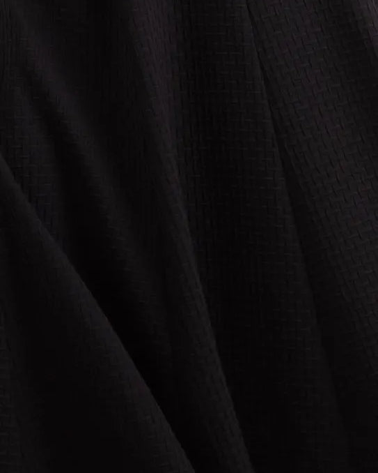 Fee G Luna Black Textured A-line Midi Skirt Close Up