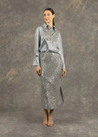 Fee G Aria Silver Stretch Sequin Skirt