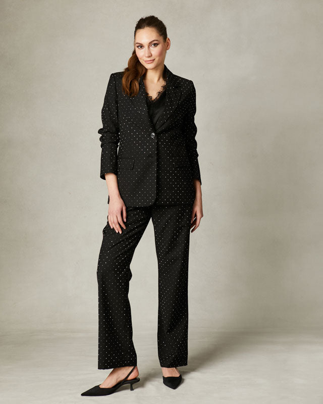 Wide-leg silhouette with shimmering embellishment by Fee G.