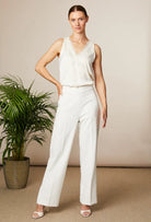 Fee G wide leg tailored trousers styled with silky vest top