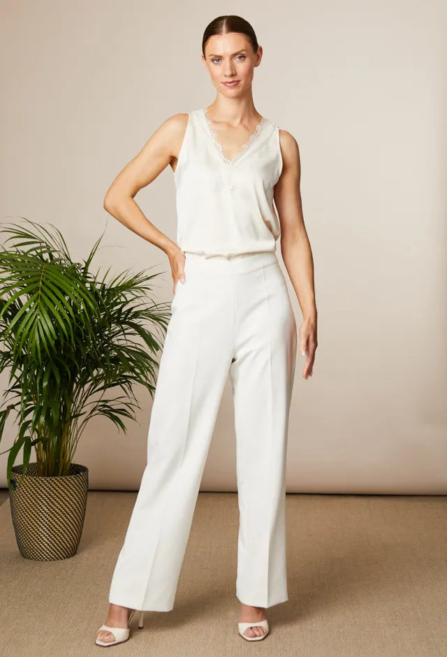 Fee G wide leg tailored trousers styled with silky vest top