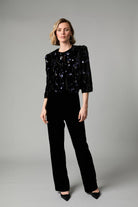 Fee G Jade black velvet embellished occasion jacket front view