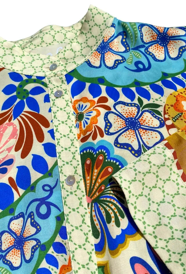 Fee G Sarah Short Paisley Print Dress fabric detail