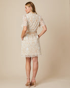 Fee G Serena Beige Embroidered Anglaise Lace Dress From The Back 