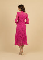 Fee G Beca Pink Long Sleeve Lace Dress From The Back 