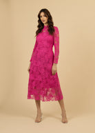 Fee G Beca Long Sleeve Lace Dress in Pink