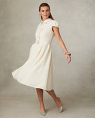 Fee G Jean Marie Tailored A-line Shirt Dress In Cream 