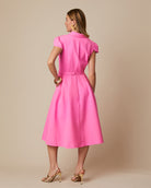 Fee G Jean Marie Pink Tailored A-line Shirt Dress From The Back 