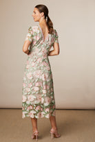 Fee G Loretta Lily Pond embroidered lace A-line midi dress back view