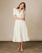 Fee G Dorothy Cream Lace Insert Tiered Tea Dress