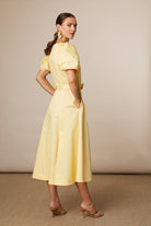 Fee G Lottie lemon belted occasion dress back profile
