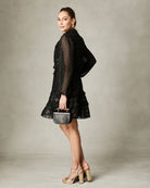 Evening dress with drawstring waist and tiered skirt by Fee G