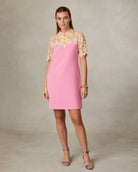 Fee G Sharma Pink Lace Collar Shift Dress